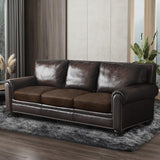 Leather Look Couch Cushion Covers Sofa Seat Slipcovers Sets Couches Furniture Protector for Sectional Armchair Loveseat Pets Kids Stretch Spandex Fabric, Machine Washable (3 Cushion Sofa, Brown) ANARACHON