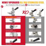 MRbrew All 304 Stainless Steel Keg Coupler, Commercial Sankey Kegerator D System Keg Tap Dispenser for I.D 5/16'' Draft Beer Line Gas Brewing Tubing with Check Valve Sealing Washer Hose Clamp MRbrew