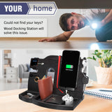 BARVA Wood Docking Station | Phone Stand & Desk Organizer | Night Stand Charging Station & Smart Watch Phone Holder | Nightstand Organizer for Men's Accessories | Ideal Gifts for Men BarvA