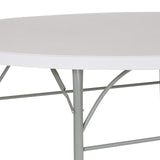 Flash Furniture Stonewall 6' Round Plastic Folding Event Table with Carrying Handle, Bi-Fold Portable Banquet Table for Indoor/Outdoor Events, White Flash Furniture