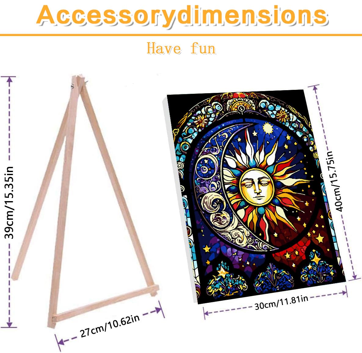 Paint by Numbers Kit for Adults,Stained Glass Paint by Numbers Kit for Beginner Sun Moon Paint by Numbers Kits for Home Table and Gift for Wall Decor 12x16 inch Framed and Easel Meothan