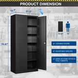 Fesbos Metal Storage Cabinet-71” Tall Steel File Cabinets with Lockable Doors and Adjustable Shelves-Black Steel Storage Cabinet for Home,Kitchen, School, Office, Garage Fesbos