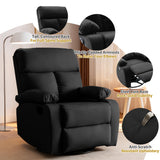GNMLP2020 Rocking Recliner, 360° Swivel Recliner Chairs for Adults, Small Rocker Recliners for Small Spaces, Living Room, Bedroom, Nursery, RV, Black GNMLP2020