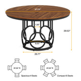 Tribesigns Round Dining Table for 4-6 People, 47-Inch Circle Kitchen Table Large Dining Room Table with Sturdy Metal Base, Wood Dinner Table for Dining Room, Kitchen, Living Room, Dark Walnut & Black Tribesigns