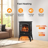 22" Electric Fireplace Heater,Freestanding Fireplace Stove with Realistic Flames,1000/1500W Fireplace Heater with Overheating Protection,Adjustable Flame Brightness(Black) Joy Pebble