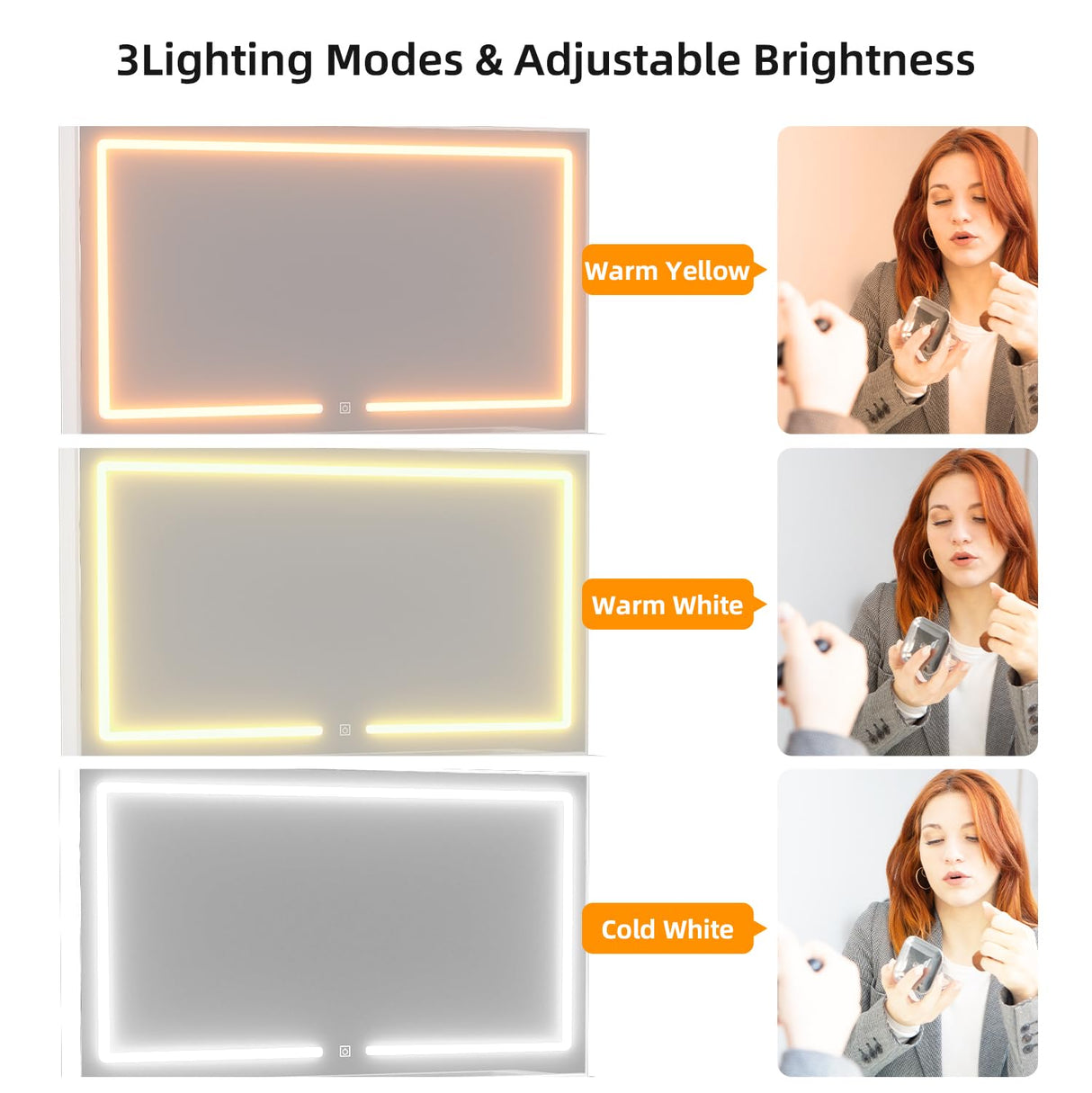 VALONDINO Makeup Vanity Desk with Power Outlet, 46'' Glass Top Vanity Set, 7 Drawers Vanity Table with Cushioned Stool, 3 Lighting Modes Brightness Adjustable,White VALONDINO