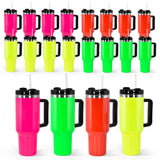 sweet grain 20 Pack 40 oz Neon Tumbler with Handle, Leak Proof Sublimation Tumbler with Lid and Straw, Stainless Steel Vacuum Insulated Travel Mugs for Water, Iced Tea or Coffee sweet grain