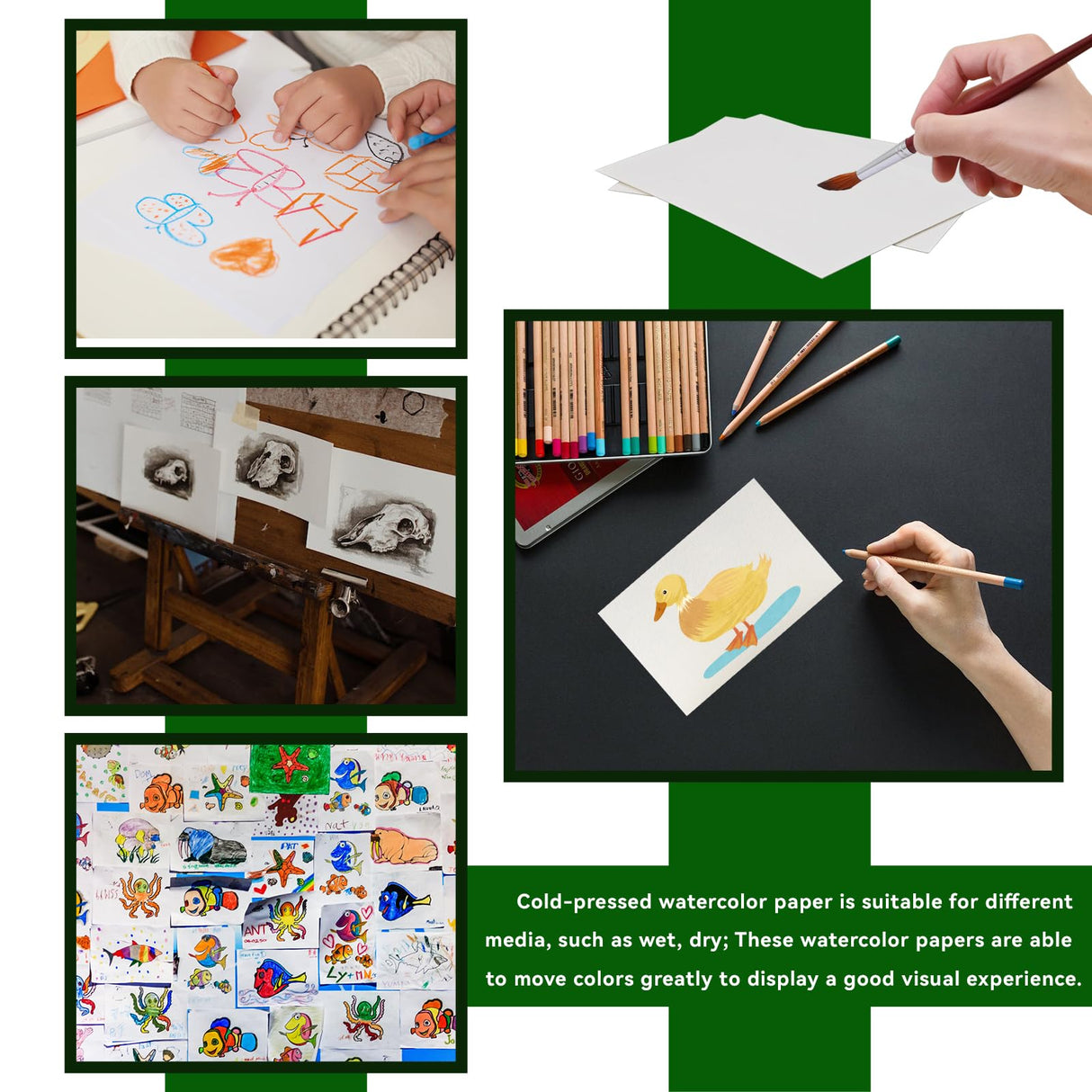 Fyess 120Pcs 100% Rag Cotton White Watercolor Paper Cold Press Paper Bulk Watercolor Drawing Student Artist for Kids,5 x 7 inch Fyess