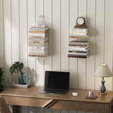 Fun Memories Invisible Floating Bookshelves for Wall, 8 Tier Vertical Spine Book Tower, Heavy Duty Floating Book Shelves Metal Book Organizers for Home Office, 4 Pack, White Fun Memories