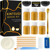 deuvuo Kintsugi Repair Kit Gold, Authentic Kintsugi Repair Kit Bio to Revive Your Broken Ceramic, Pottery, Mug, Bowl, Glass Keepsakes with Ease - Japanese Kintsugi Repair Kit Bio for Beginners deuvuo