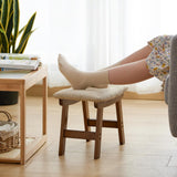 Foot Stool,Ottoman Foot Rest,Bamboo Foot Stool Under Desk,Small Stool for Living Room, Bedroom and Kitchen (Brown legs - Beige stool surface) Furshus