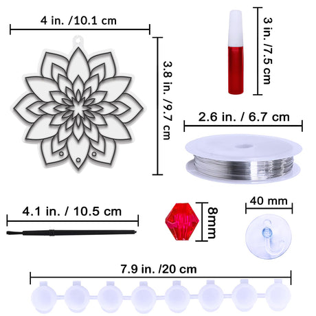 Winlyn 24 Sets Lotus Flower Suncatcher Wind Chimes Decorations DIY Window Paint Art Stickers Craft Kits Flower Sun Catchers for Kids Classroom Birthday Spring Summer Party Activities Art Project Winlyn
