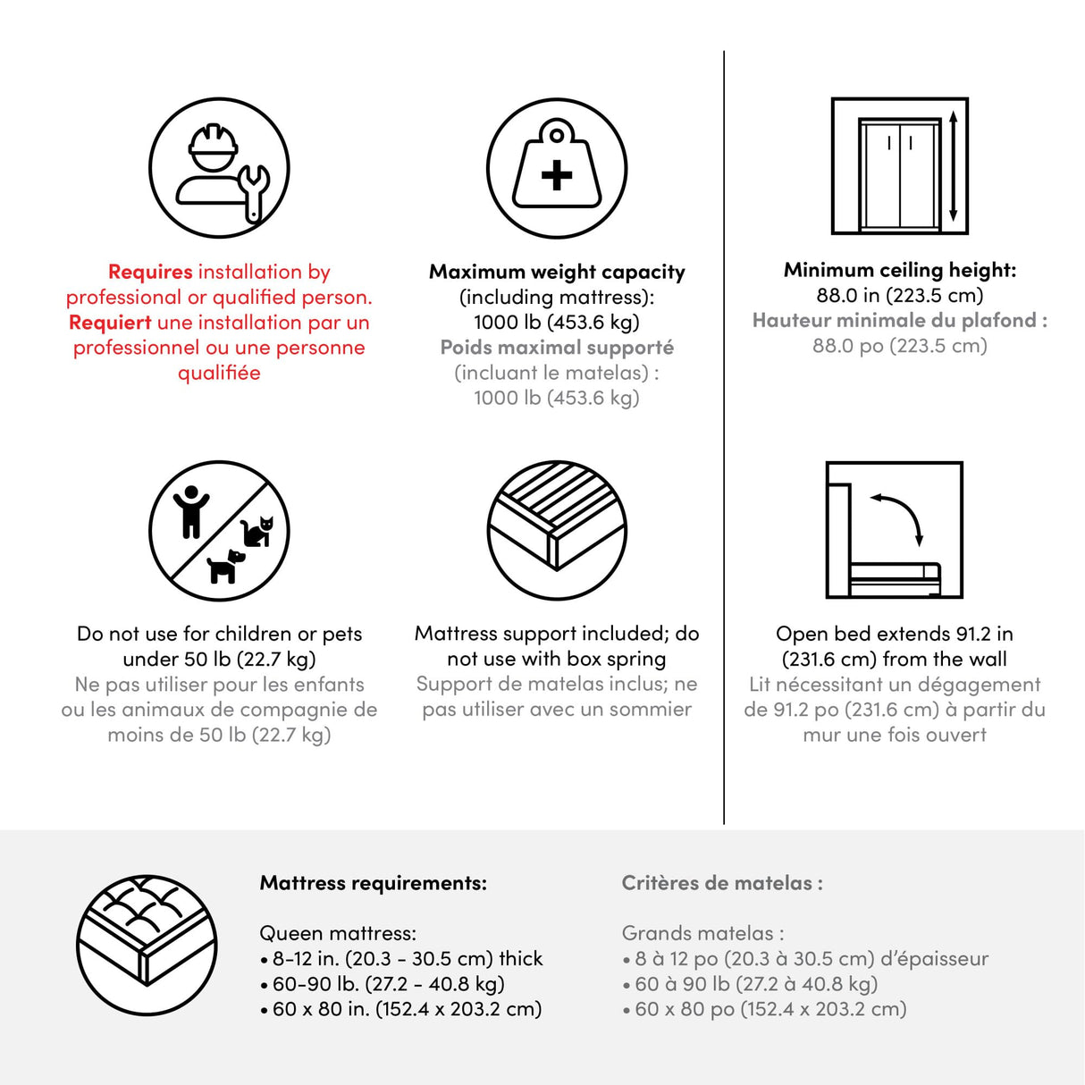 Bestar Claremont Queen Murphy Bed with Closet Organizers (105W) in White, Space-Saving Sleeping Arrangement for Multipurpose Room Bestar