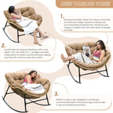 RADIATA Rocking Egg Chair with Thicken Cushion, Indoor Outdoor Oversized Rocker Lounge Chair, Water Resistant Cushion Cover, Metal Frame 450 lbs Weight Capacity, for Patio, Porch, Garden, Bedroom RADIATA