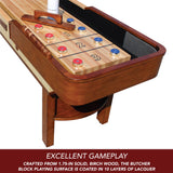 Hathaway Merlot 12-ft Shuffleboard Table for Family Game Rooms with Butcher Block Playing Surface, Reinforced Legs with Levelers, 8 Pucks, Table Brush and Wax, Walnut Hathaway