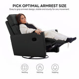 LIKIMIO Recliner Chair, 360° Swivel High-Back Faux Leather Rocking Chair with Upholstered Comfort, Single Sofa for Nursery, Living Room, Black LIKIMIO