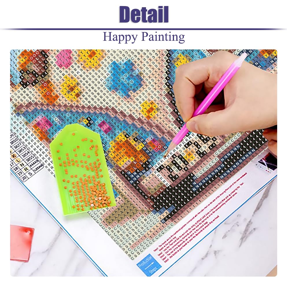 uuxsretaio Cow Diamond Painting Kits for Adults, Bus Diamond Art Kits for Adults Beginner, Adult Diamond Art, DIY Easy Full Drill Diamond Dots Paintings for Home Wall Decor 14X14 Inch uuxsretaio