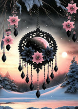 KINPLUB Dream Catcher Diamond Painting Kits for Adults, Fantasy Pink Flower 5D Diamond Art Kits for Beginners, DIY Full Drill Round Diamond Dots, Home Wall Decor 12 x 16 Inch KINPLUB