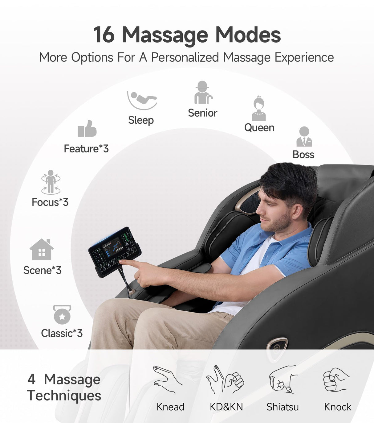Real Relax 3D Massage Chair Full Body SL-Track, Zero Gravity Recliner with 16 Massage Modes, Body Scan, Wasit Heating, Foot Rollers, Bluetooth, Favor-22 Black Real Relax