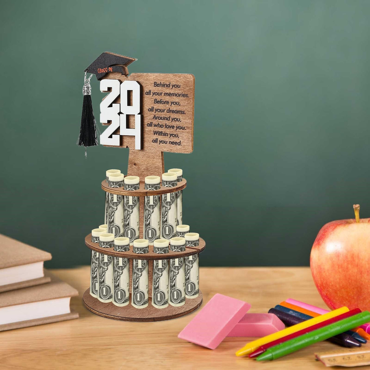 Graduation Money Gift Holder, 2024 New Graduation Gift Money Holder Congratulation Card Holder Money Cake for Graduation Party Graduation Gift Cake Layered Wallet Ornament-Khaki Generic
