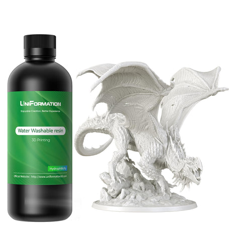 Uniformation 3D Printer Resin Water Washable Resin PLA Plant Based Resin,Biodegradable 405nm UV Curing Photopolymer Rapid for 4K 6K 8K LCD/DLP/SLA 3D Printer X60-White 1kg Uniformation