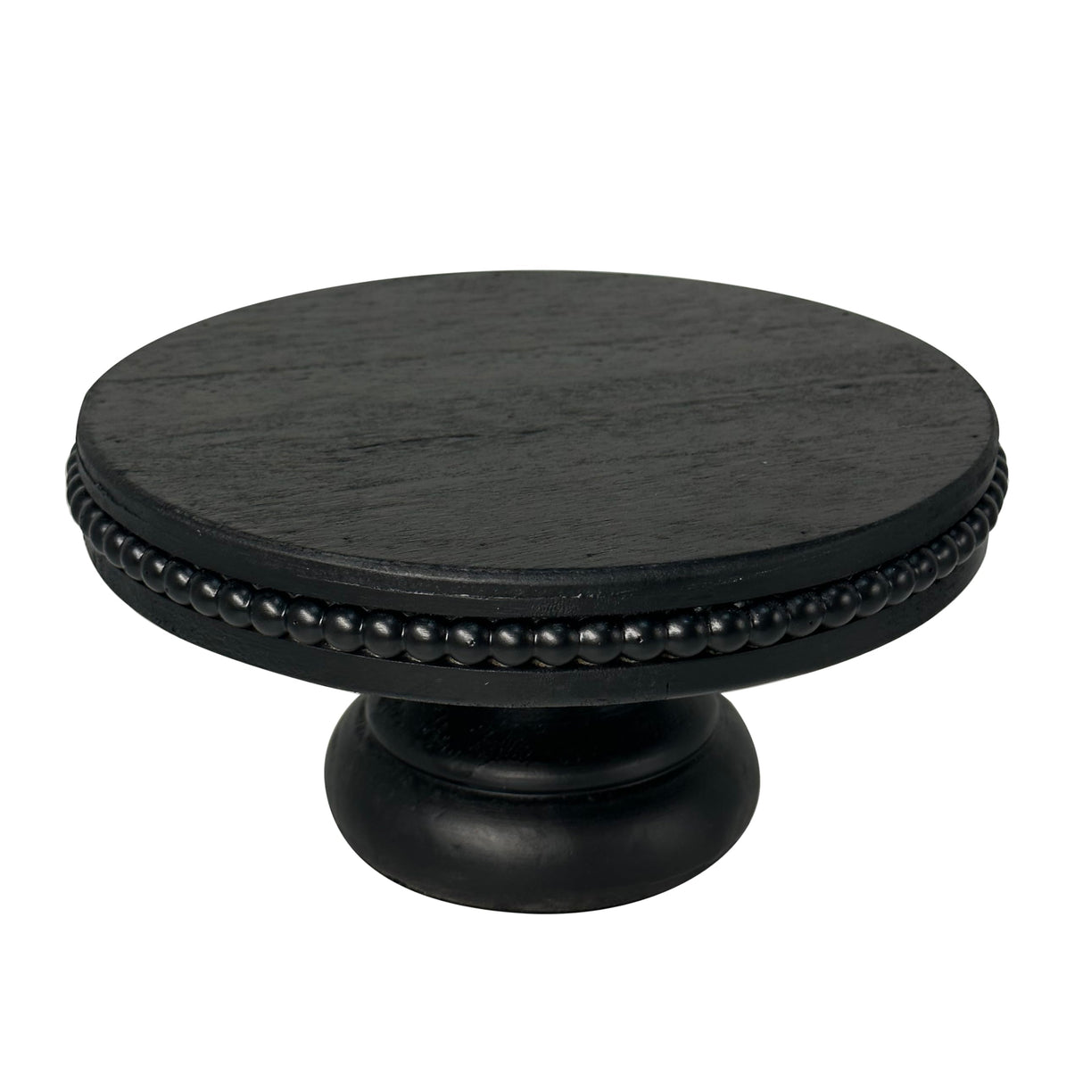 dwellington White Wash Display Wood Riser, 8.25¡± Shabby Chic Pedestal Tray Decor with Beads, Farmhouse Display Stands for Coffee Bar, Bathroom, Kitchen Island (Black) dwellington