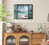 DAZZLEDOTS Diamond Art Kits for Adults, Window Beach Diamond Painting 5D Seaside Diamond Art Kits for Beginners DIY Full Drill Paint by Diamonds Dot Ocean Gem Art for Home Wall Decor 16 x 12 Inch DAZZLEDOTS