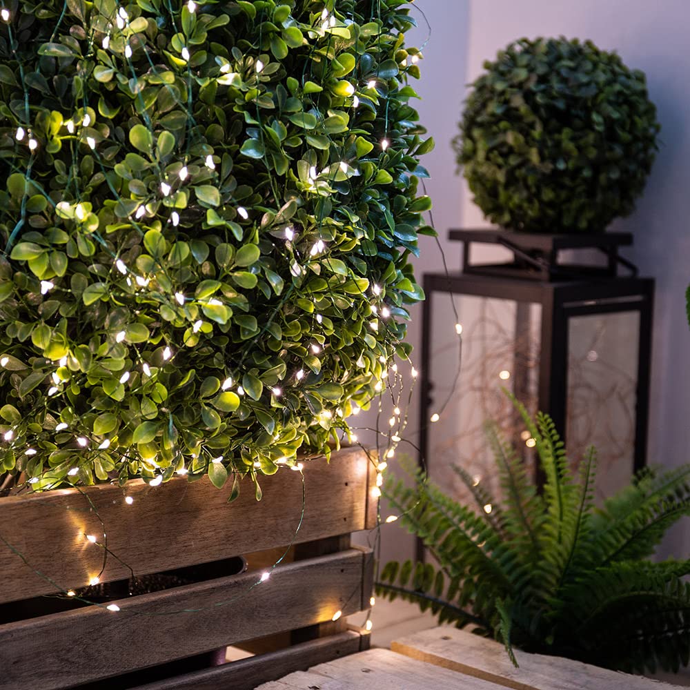 RESNICE Extra Long Green Wire Fairy Lights Plug in 660FT High Bright 2000 LED Waterproof LED String Lights with Remote Warm White for Christmas Tree, Patio, Garden, Backyard RESNICE