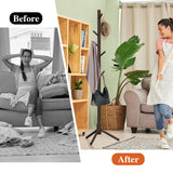 Z&L HOUSE Coat Rack Freestanding, Pure Natural Solid Wooden Coat Tree, 8 Hooks And Adjustable Height Floor Hanger, Used In The Bedroom Living Room Office To Hang Clothes, Hats, Bags Z&L HOUSE