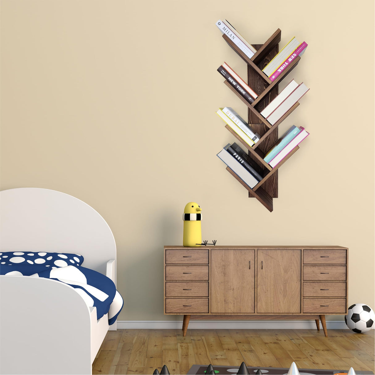 FreshDecor Tree Bookshelf 7-Tier | Wall Bookshelf | Book Organizer | Solid Wood Bookshelf for Kids | Floating Bookshelf Organizer FreshDecor