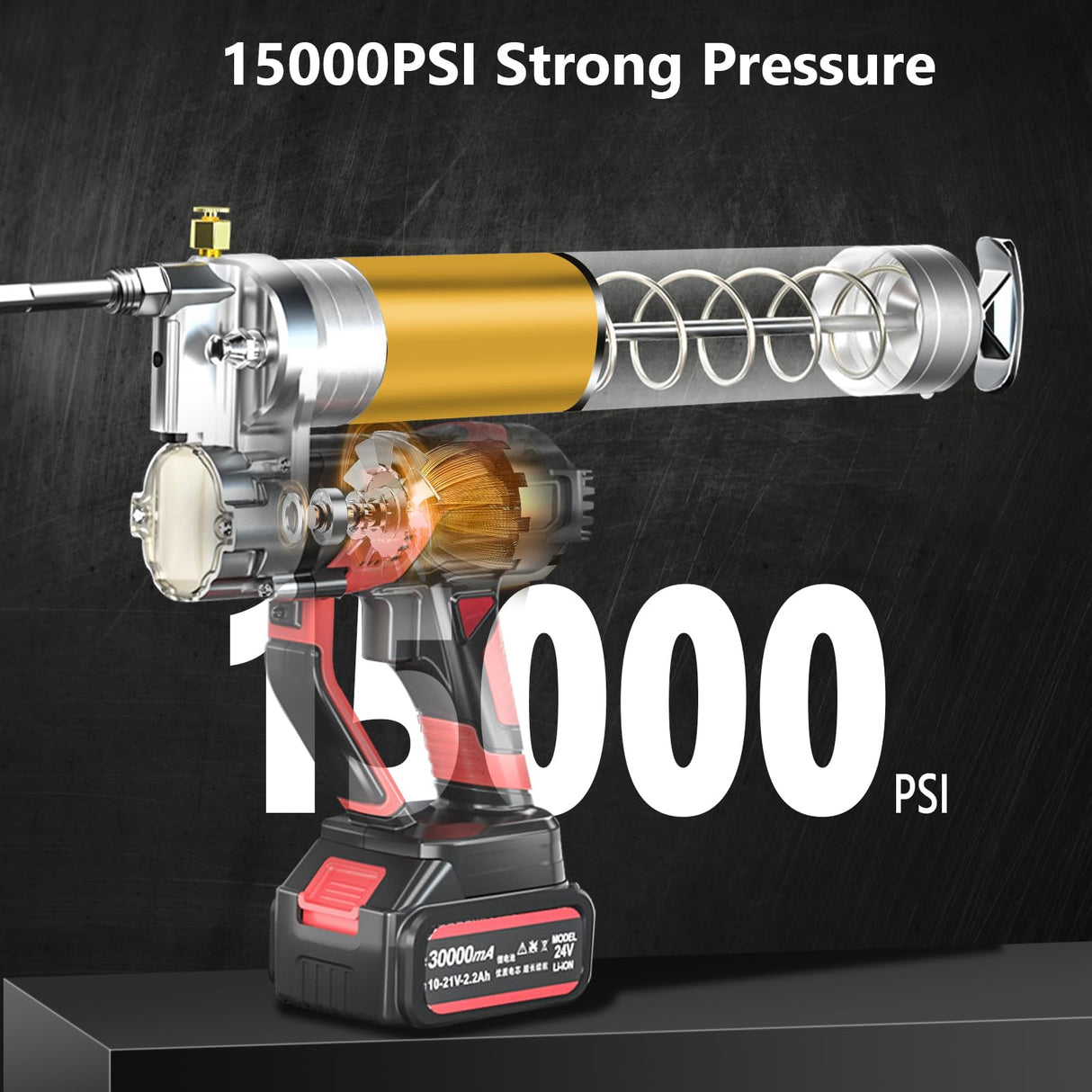 GOYERRNES 21V Cordless Grease Gun,15000 PSI Professional Electric Grease Gun Kit with 2PCS 21V 3000mAH Rechargeable Battery GOYERRNES