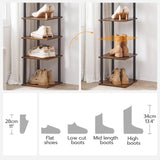 HOOBRO Vertical Shoe Rack, 8-Tier Narrow Shoe Shelf, Shoe Storage Organizer for Small Space, 11" L x 11" W x 53" H, Closet, Entryway, Hallway, Bedroom, Rustic Brown and Black BF22XJ01 HOOBRO