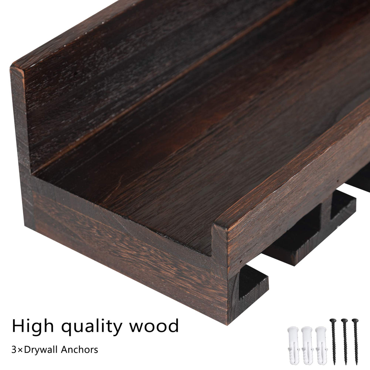 KIAYACI Wall-Mounted Wood Wine Rack 7 Bottles Wine Storage Rack 5 Long Stem Glass Holder Floating Wine Rack Brown 24 x 7.4 x 6 inches KIAYACI