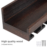 KIAYACI Wall-Mounted Wood Wine Rack 7 Bottles Wine Storage Rack 5 Long Stem Glass Holder Floating Wine Rack Brown 24 x 7.4 x 6 inches KIAYACI