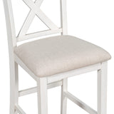 5 Pieces Counter Height Wooden Bar Table Set with 3-Tier Shelf and 4 Chairs, Rustic Farmhouse Dining Table Set for 4, White Harper & Bright Designs