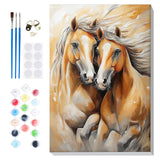 Bowetile Framed Paint by Numbers Horse for Adults Beginners, Adults' Paint-by-Number Horse Kits, Easy Adult Paint by Number Kits on Canvas, Acrylic Animals Number Painting for Home Decor, 8x12in Bowetile