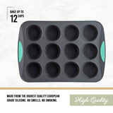 Trudeau Structured Silicone Muffin Pan, Pan-12 Cup, Grey/Mint Trudeau