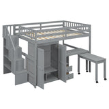 Harper & Bright Designs Full Size Loft Bed with Stairs and Bookshelf, Wood Full Storage Bed with Desk & Wardrobe, Space-Saving Multifunctional Furniture for Kids & Teens - Gray Harper & Bright Designs