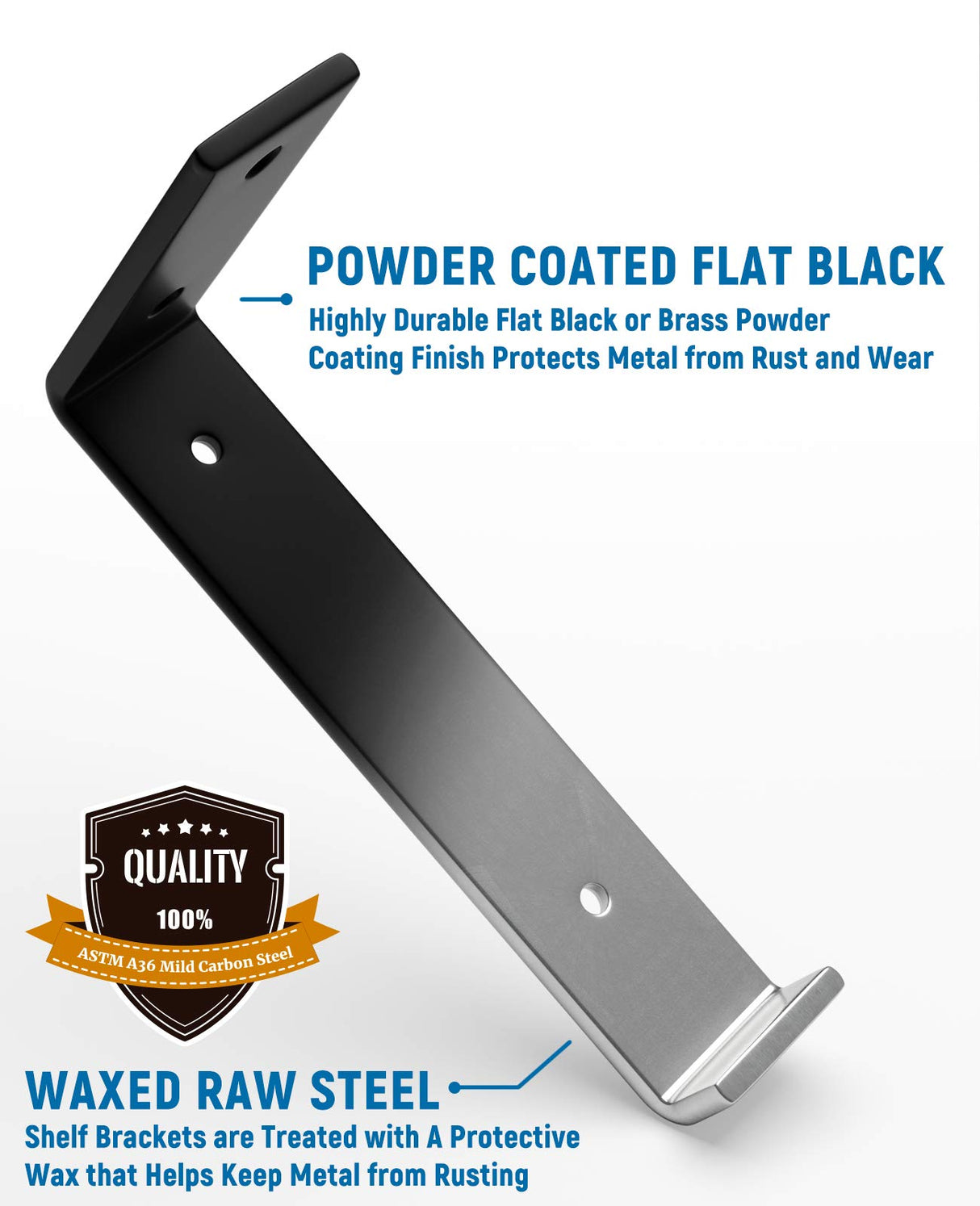 LEOPO 12 inch Shelf Bracket for DIY Floating Shelf, 1/5 inch Thick Heavy Duty Bracket, 6 Pack, 11.25” x 6” x 1.5” LEOPO