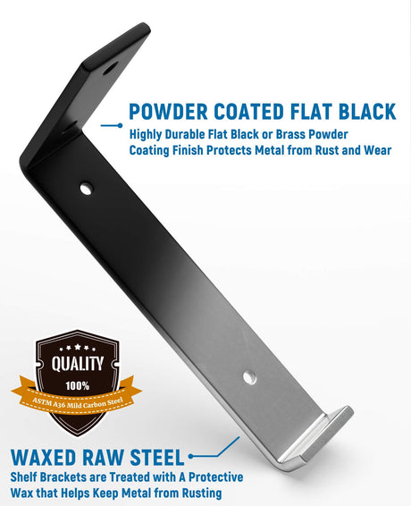 LEOPO 12 inch Shelf Bracket for DIY Floating Shelf, 1/5 inch Thick Heavy Duty Bracket, 6 Pack, 11.25” x 6” x 1.5” LEOPO