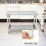 Stainless Steel Workbench for Prep & Work, 47" X 24" Folding Work Table Kitchen Prep Table, Metal Camping Table, Commercial Heavy Duty Table with Undershelf for Home and Restaurant Fashionwu