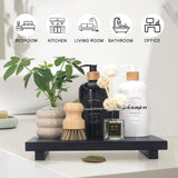 Black Bathroom Counter Tray Organizer Wood Risers Stand Kitchen Sink Tray Dish Soap Dispenser Holder for Countertop Modern Wooden Pedestal Display Farmhouse Bathroom Decor Accessories Vanity Tray Ayiaren