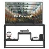 YOUDENOVA TV Stand for TVs up to 55 Inch, TV Console Table with 3-Tier Open Storage Shelves, Modern Industrial Entertainment Center for Living Room, Bedroom, Black YOUDENOVA