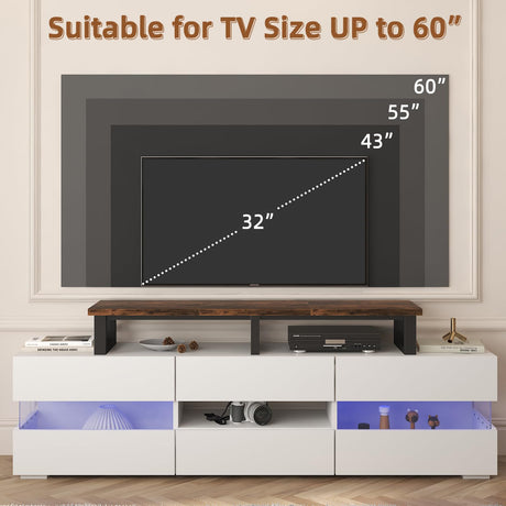 YAOHUOO 45" Large TV Riser for 32-60 inch TV, TV Riser Stand Shelf with Steel Legs,Tabletop TV Stand Riser for Home Office,Rustic Brown YAOHUOO