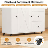 IRONCK Kitchen Island with Storage, 47.2in Rolling Island on Wheels, Kitchen Cart with Drop Leaf, 3 Spacious Drawers, Storage Cabinets and Towel Rack for Home, Dining Room IRONCK