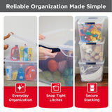 Rubbermaid Cleverstore Clear 32 Qt, 6 Pack Stackable Plastic Storage Bins with Lids, Great for Closet and Laundry Storage, Organizing in the Home Rubbermaid