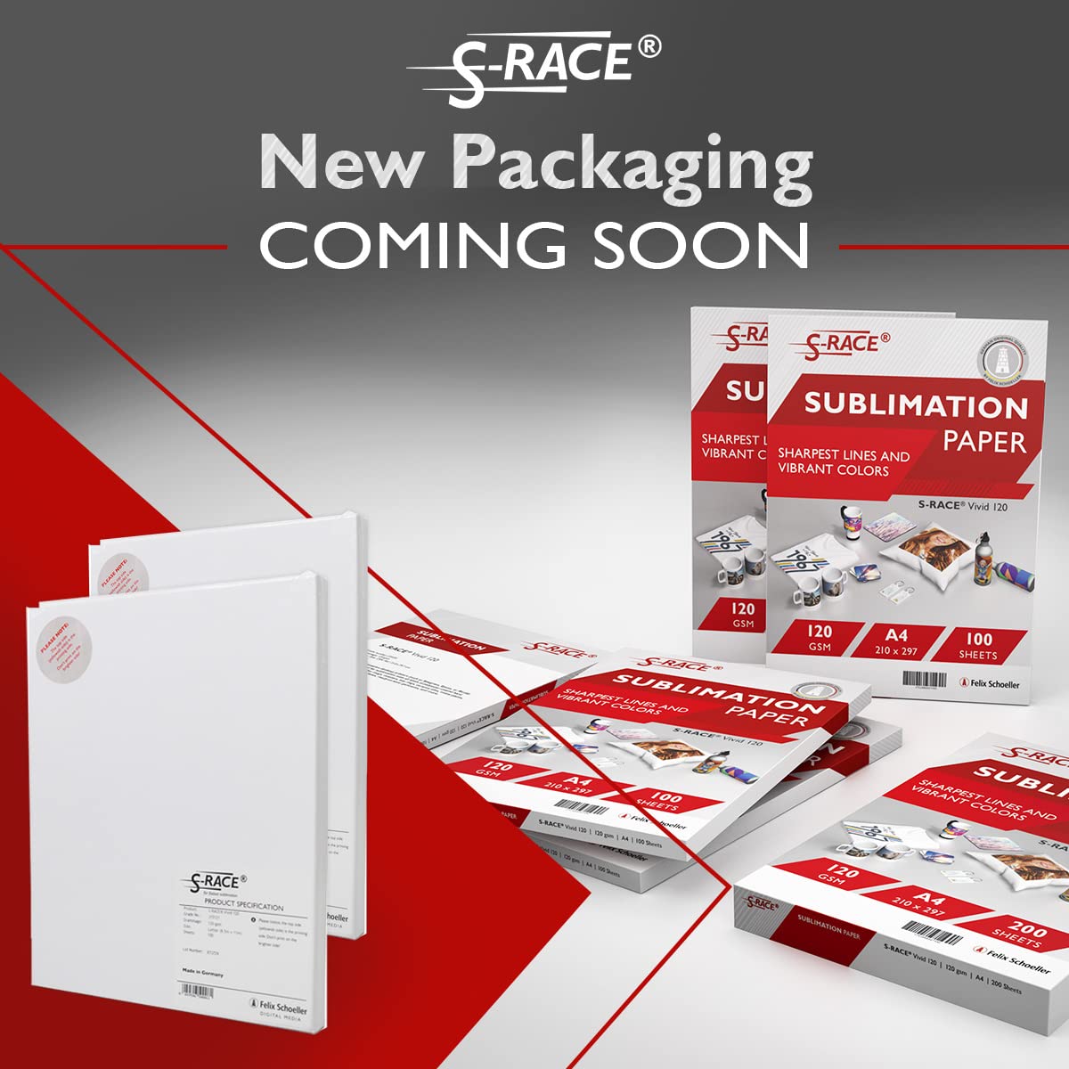 S-RACE Sublimation Paper 8.5 x 11 inch, 100 Sheets - For Printers With Sublimation Inks, e.g. compatible with Epson, Sawgrass, Ricoh etc. - Fast Drying, Smear-Proof, Vibrant Colors S-RACE