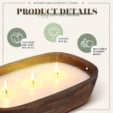 Threlaco 2 Pack 10 Inch Wood Dough Bowl Candle Candle Decorative with Wick Scented Candles Soy Gifts for Men Women Farmhouse Table Centerpiece Home(Sage and Eucalyptus) Threlaco