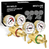 RX WELD Small Oxygen Acetylene Regulator Set, CGA540 and CGA200 Fit Outlet Thread 3/8"-24 Hose A-Size RX WELD