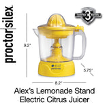 Proctor Silex Alex's Lemonade Stand Electric Citrus Juicer Machine and Squeezer, for Lemons, Limes and Oranges, 34 oz, Includes 2 Reamers & Recipe Book, Yellow (66341) Proctor Silex